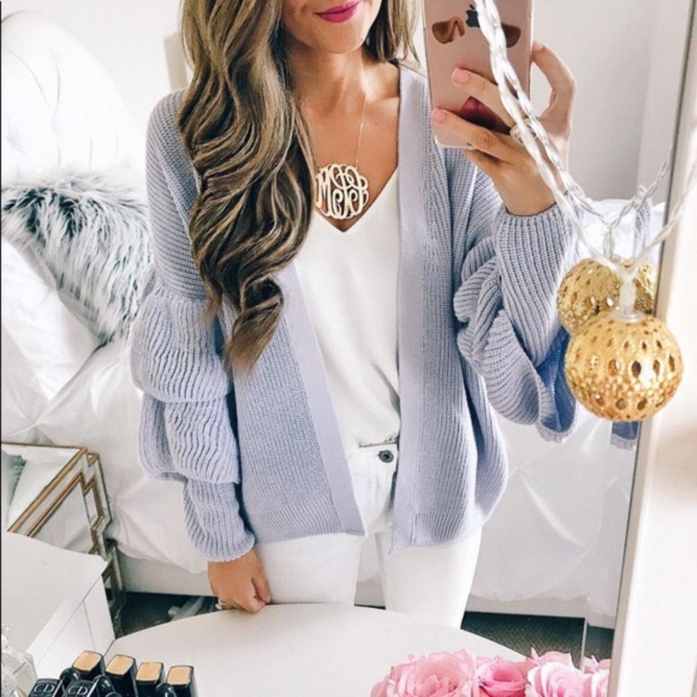 Topshop layered ruffle sleeve cardigan